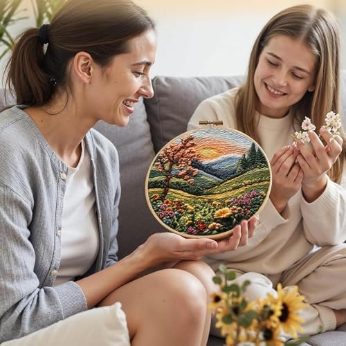 SCECALA 3 Pack Mountain Tree Landscape Embroidery Kit