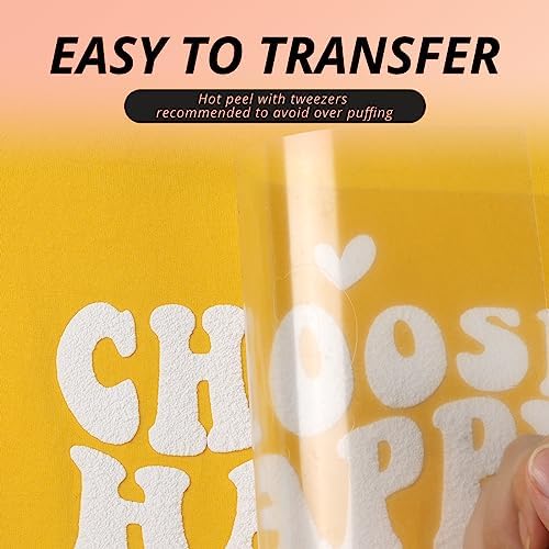 HTVRONT Puff Vinyl Heat Transfer, 10" x 6ft White Puff Vinyl
