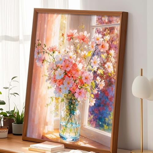 Alptiny Beautiful Flower Paint by Numbers Kit for Adults Beginner, Vase Plants Paint by Number Kits on Canvas, Floral Oil Painting Kit for Home Decor or Gift - 16x20 Inch
