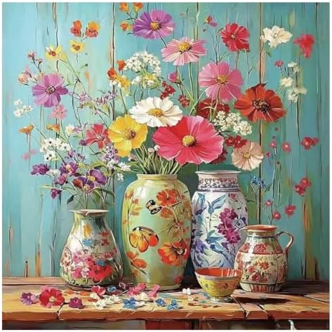KUKUDEM Flowers Diamond Painting Kit for Adults, Diamond Art Kits12×12In
