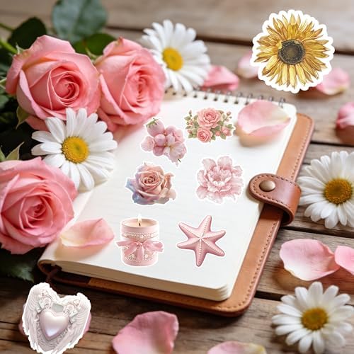 115PCS Pink Aesthetic Stickers - Vintage Coquette Style, Waterproof Vinyl Decals Cute Bow Tie Stickers Disco Ball, Decorative Stickers for Water Bottles, Laptop, Scrapbook (115pcs Coquette Stickers)