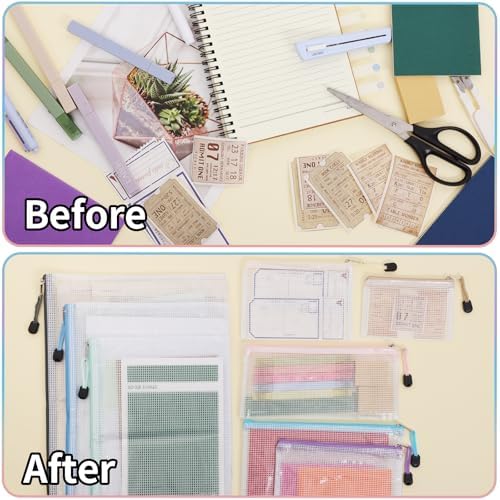 EOOUT 24pcs Mesh Zipper Pouch, Waterproof Zipper Bags, 8 Sizes Plastic Travel Pouch, 8 Colors, Multipurpose for Office Supplies and Travel Storage