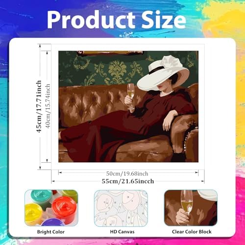 xcemhil Women Paint by Numbers Kit for Adults Beginner, Lady Acrylic Paint by Number Kits Suitable for Home Wall Art Decor Gifts 16x20 Inch