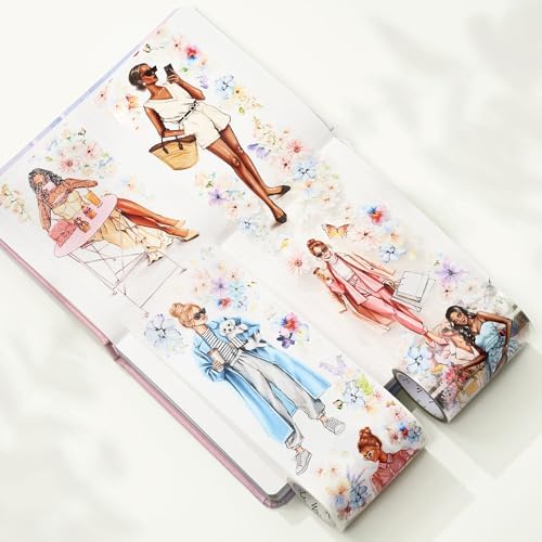WT Wide PET Tape, Perfect for Scrapbooks, Junk Journals, Flower Girls Decorative Tape, Bloom & Vogue Tape, Transparent Clear Adhesive, Journal Scrapbook Bujo Planner DIY Craft Supplies(Single Roll)