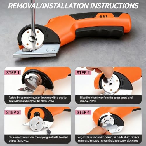Cordless Electric Scissors, Rechargeable Rotary Cutter for Cloth Paper Leather Carpet Plastic, Portable Wireless Cutting Tool, 320RPM, 0.26"Cutting Depth, 3000mAh Battery for DIY Craft Sewing Home Use