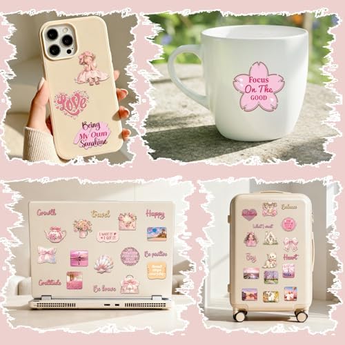 Pink Vision Board Stickers - 50 Pcs Cute Aesthetic Travel Kit
