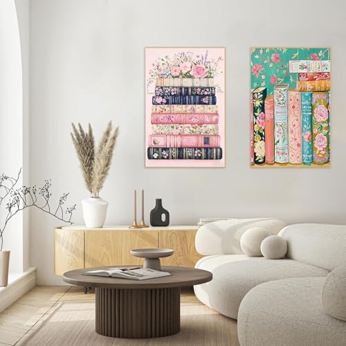 KYOQFVN 2 Pack Paint by Numbers for Adults with Framed Canvas - with Wooden Easel, Flowers Adult Paint by Number Kits on Canvas, DIY Acrylic Oil Painting by Numbers for Home Wall Decor 8X12 Inch