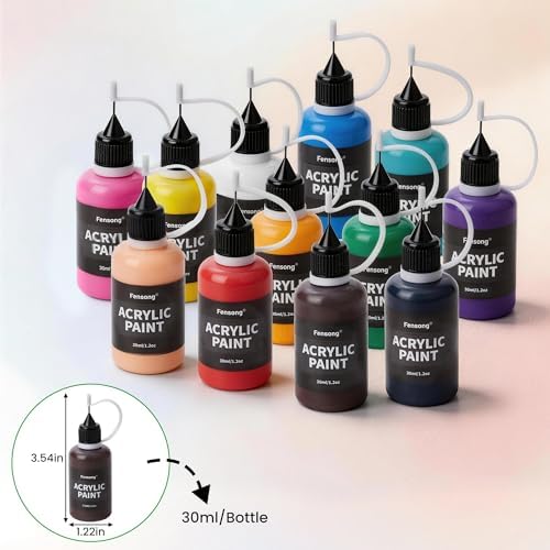 Acrylic Paint Set 12 Colors, 30ml Craft Paint with Precision Applicator Tip