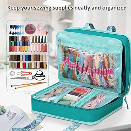 FINPAC Sewing and Craft Supplies Storage Tote Bag with Clear Pockets