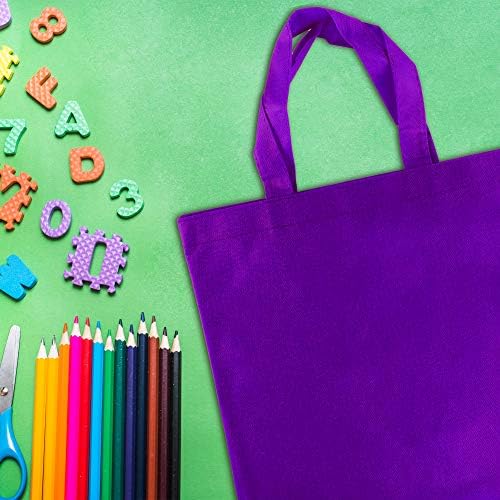 Super Z Outlet Assorted Colorful Solid Blank Fabric Tote Party Gift Bags Rainbow with Handles for Birthday Favors, Snacks, Decoration, Arts & Crafts, Event Supplies (12 Pack) (12" Inches)
