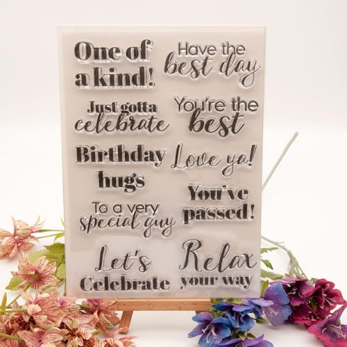 One of A Kind Let is Celebrate You are Passed Happy Birthday Clear Stamps Transparent Silicone Stamp Album Cards Rubber Stamp for Card Making Decoration and DIY Scrapbooking