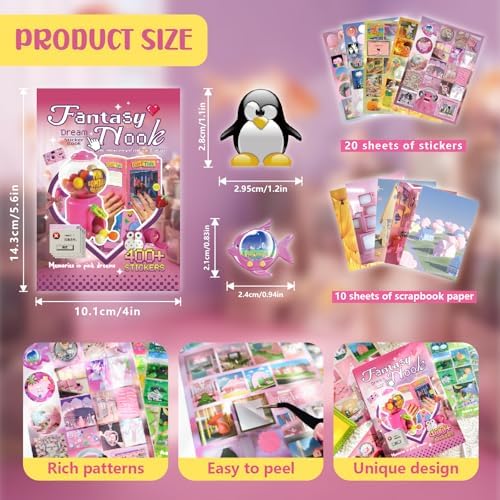 Cute Sticker Book, 30 Sheets 400+ Pcs Y2K Vintage Aesthetics Stickers