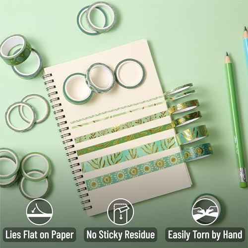 Mr. Pen- Washi Tape Set, 24 Rolls, Assorted Sizes, 3.2 Yards/Roll | Washi Tape for Scrapbook, Arts, Crafts, Journals and Planners, Vintage Botanical & Butterfly