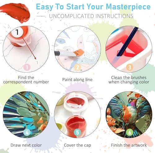 Paint by Numbers Kit for Adults, Hummingbird Acrylic Canvas Painting Set