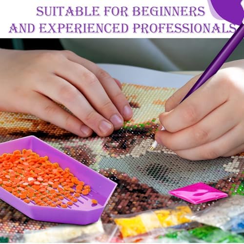 Affrolling 90 Pcs Diamond Art Tools, Drill Pens Trays Glue Clay