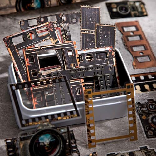 Vilikya 90Pcs Film Scrapbook Stickers Pack for Junk Journal Supplies, Movie-Themed Decoupage Paper for Scrapbooking Kit, PET Film Strip Tape & Photo Frame Cards for Bullet Journaling Decorative