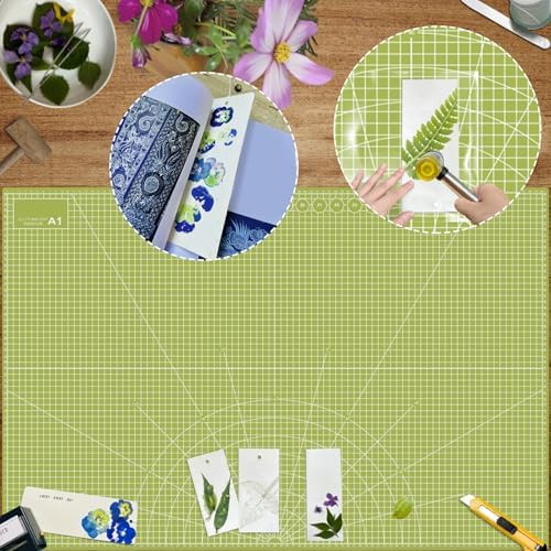 24" x 36" Self Healing Cutting Mat: Double Sided Sewing Cutting Mat Craft Supplies A1 Size for Quilting, Crafts Arts, and Fabric Grey & Green Design (Grey & Green)