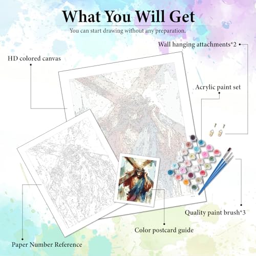 Dawnsphere Jesus Paint by Numbers Kit for Adults Without Frame 16x20 in