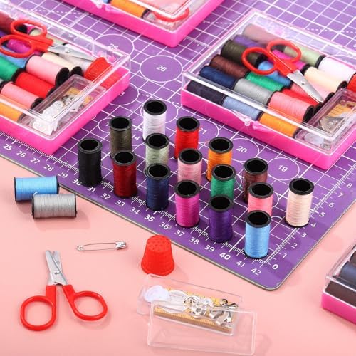 Dingion 12 Pack Mini Small Sewing Kits Bulk Travel Sewing Kit Mini Storage Box with Scissors Needles Threads Portable Emergency Sew Kits Pack for Home Beginner Camping Repairs DIY Handcraft Traveler