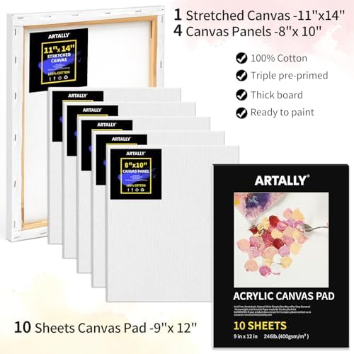 ARTALLY 66-Piece Acrylic Painting Kit with Desktop Easel,32 Colors Acrylic Paint Set(22ML), Paint Brush Set & Case, Brush Basin, Complete Art Supplies Painting Set for Adults, Artists, Beginners