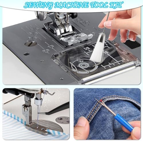 15pcs Sewing Machine Cleaning Kit, Sewing Machine Cleaning Tools Including Tweezers, Rippers, Screwdriver, Double Headed Brush, Needle Board Screwdriver, Silicone Brush and Storage Bag
