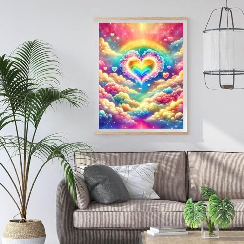 Axquilon Rainbow Heart Diamond Art Kits for Adults 12x16in