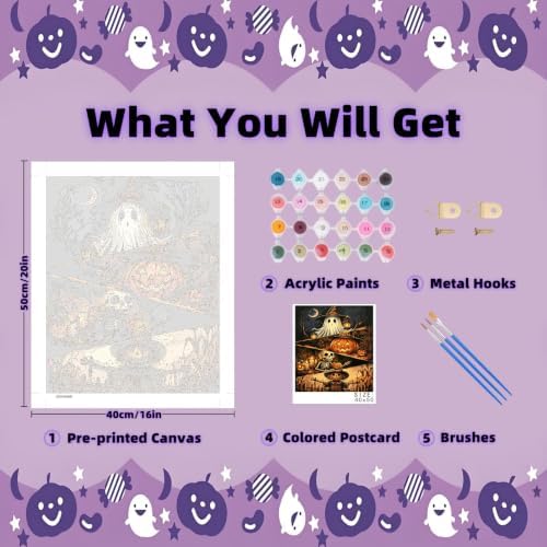 Arttoplus Halloween Paint by Numbers Kit for Adults Beginner 16x20 inch