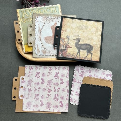 LZBRDY Vintage Charm Lace Frame Die-Cut - Carbon Steel Crafting Dies for Scrapbooking, Card Making, Greeting Cards and Journaling Supplies (Lace Square Loose Leaf 4.3 x 3.9 in)