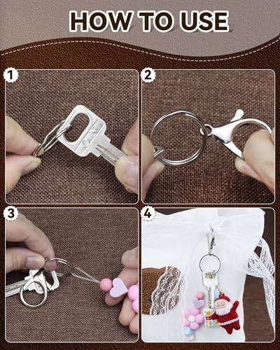 325PCS FIVEIZERO Keychain Making Kit - Silver Keychain Clips with Key Rings
