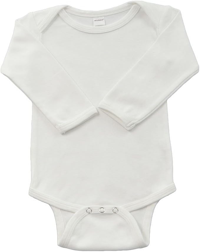 Monag Long Sleeve Baby Bodysuit, Long Sleeve Blank Solid Color Baby One-Piece, 100% Cotton Infant Bodysuit, Creeper