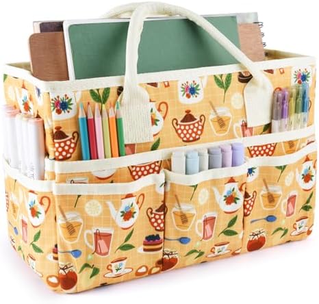 Craft Organizer Tote Bag with Multiple Pockets,Scrapbooking Art Storage