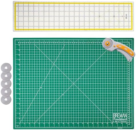 WA Portman 18x24 Quilting Cutting Mat Rotary Cutter Set, Sewing Clear Ruler
