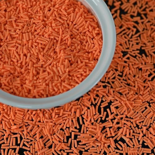 LIKETURE Fake Sprinkles 110g Non-edible Polymer Clay Sprinkles Faux Sprinkle Plastic Sprinkles for Craft Sprinkles Decoration for Resin Filler Slime Add ins Slime Mixed in Shaker Card (Orange)