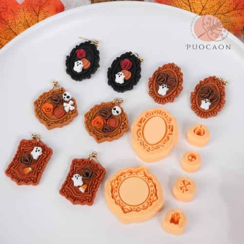 Puocaon Halloween Frame Polymer Clay Cutters for Jewelry Earring Making