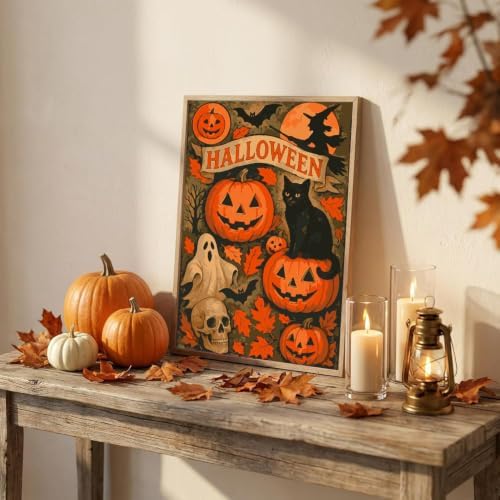 Halloween Paint by Numbers Kit for Adults-Pumpkin, DIY Oil Painting 10x12In