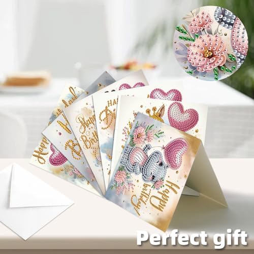 Diamond Art Painting Birthday Cards 12 Pack Cute Animal DIY Craft