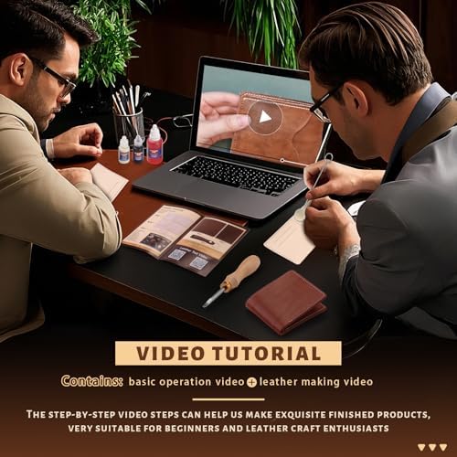 CBHGFEA 51Pcs Leather Working Kit, Vegetable Tanned Leather Craft Kit