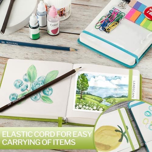Prudiut 5" x 5" Hardcover Small Sketch Book, 80 Sheets, Emerald Green