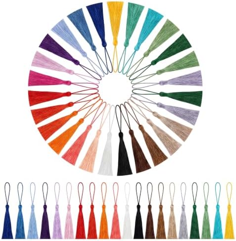 200 Pcs Bookmark Tassels, 5.1in Mini Craft Tassels with Loops, 20 Colors