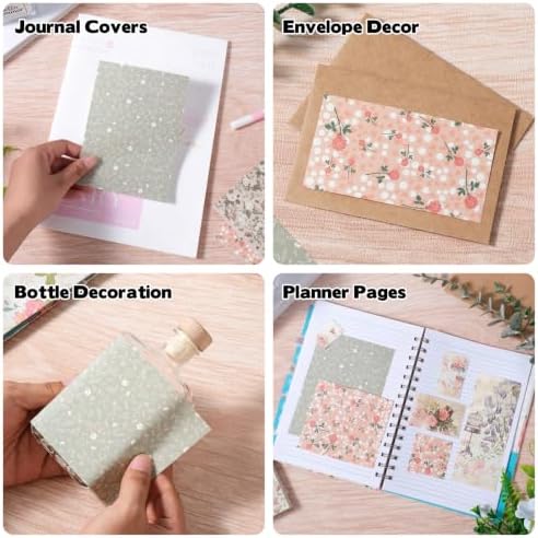 400 Sheets Vintage Scrapbook Paper Assorted, 4 Color Mixed Craft Papers, Premium Special Textured Set, Multipurpose DIY Supplies for Scrapbooking Junk Journaling Handmade Art Projects