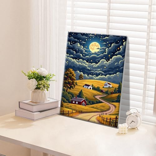 ATDMS Landscape Paint by Numbers Kit for Adults with Frame, 8x12 Inch