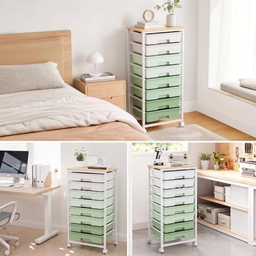 LEHOM Rolling Storage Cart with 8 Drawers, Utility Cart on Lockable Wheels