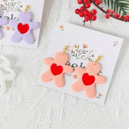 Xaekicr Cute Heart Gingerbread Polymer Clay Cutters Set – Clay Earring Cutters for DIY Earrings, Polymer Clay Molds for Jewelry Making – Clay Tools for Holiday Craft Lovers