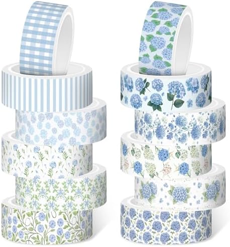 12 Rolls Watercolor Hydrangea Washi Tape forSpring Arts DIY Craft
