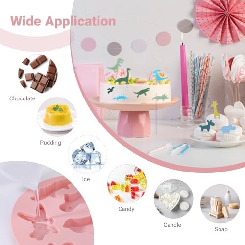 Beasea Silicone Molds, 2pcs Mini Tiny Animal Candy Chocolate Making Silicone Mat Tray Sheets for Baking Freezer Moulds Cute Dinosaurs Jungle Lion Rabbit Elephant Shape