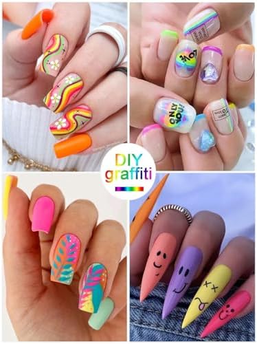 Kalolary 3D Nail Art Pens Set 12 Color Nail Art Marker Graffiti Dotting Pen