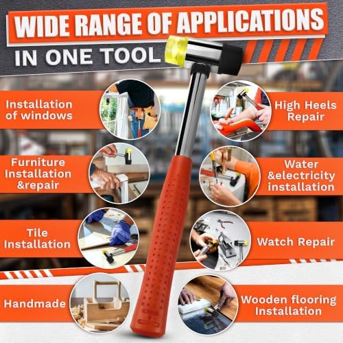 Small Red Rubber Mallet Hammer 1", 25mm Double Faced Non Marring Head