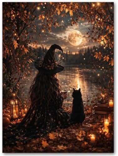 SUJINMEI Witch Paint by Numbers Kit for Adults Without Frame 16X20 inch | Halloween Adult Paint by Number Kits on Canvas, Witch Painting by Numbers for Adults, Acrylic Paints for Home Wall Decor