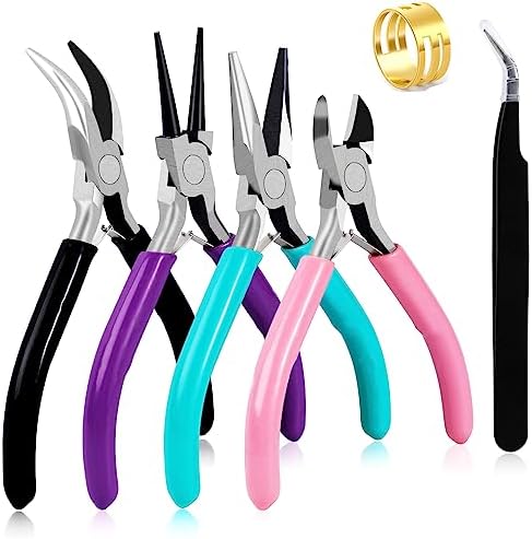 URSKYTOUS 4Pcs Jewelry Pliers Set Jewelry Making Pliers Tools Kit Include Jewelry Making Needle Nose Chain Nose Round Bent Pliers Wire Cutter for Bracelet Beading DIY Craft Jewelry Making Supplies
