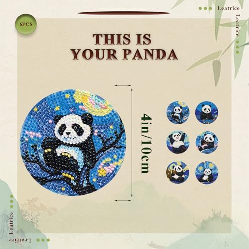 Leatrice 6PCS Diamond Art Coasters Small Diamond Painting Kits for Adults